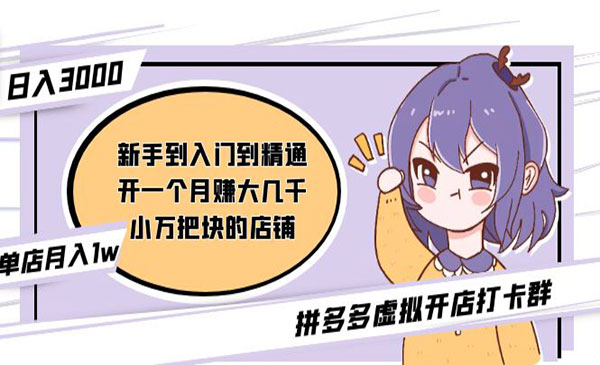 《拼多多虚拟开店打卡群项目》新手到门到精通